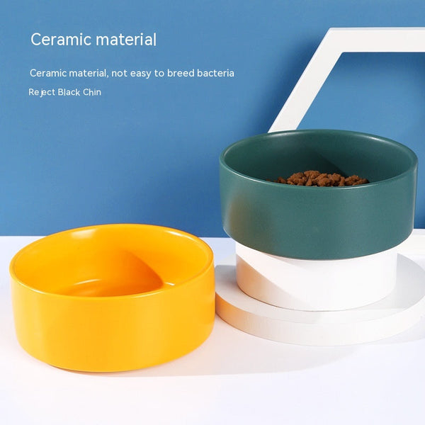 HKM-8335805 Ceramic Cat Bowl in Random Colors - Simple and Elegant Design