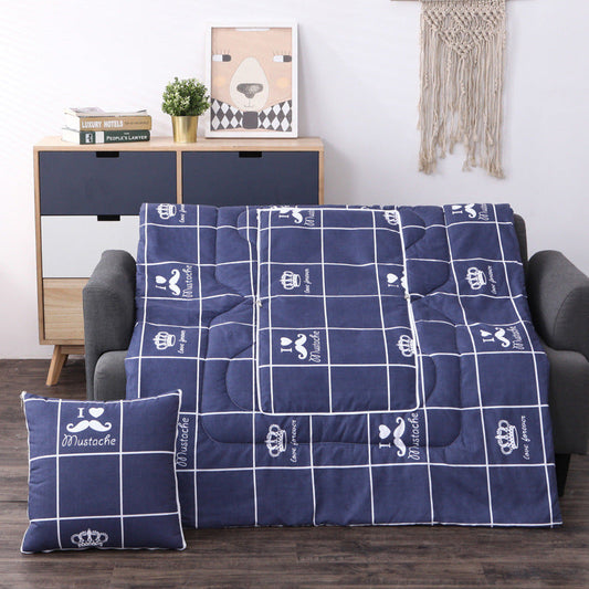 HKM-833811 Multifunctional Cartoon Plush Pillow Blanket - Soft Polyester Travel Quilt 40x40cm to 100x150cm