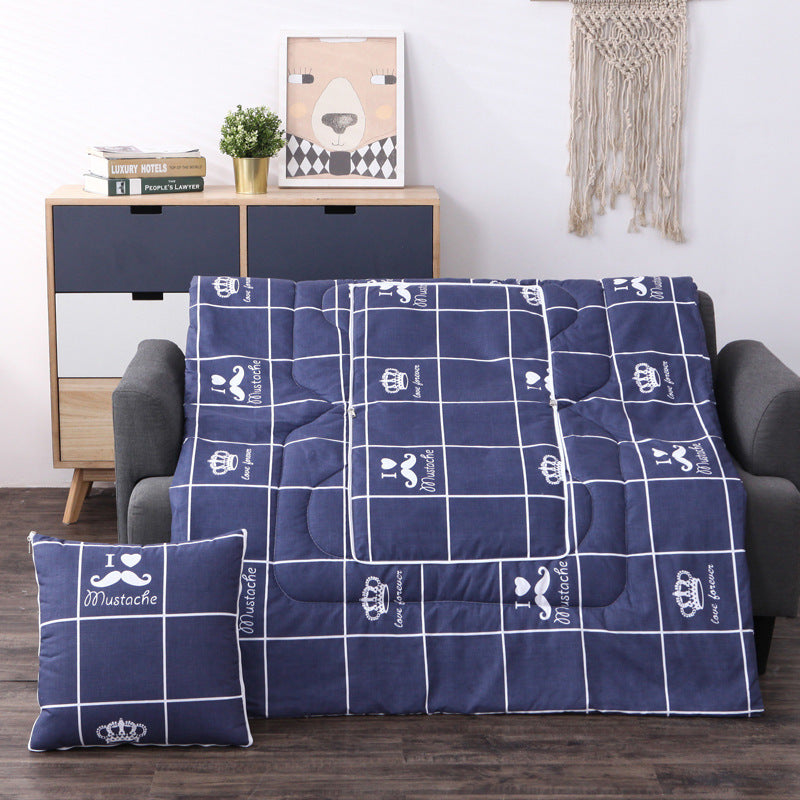 HKM-833811 Multifunctional Cartoon Plush Pillow Blanket - Soft Polyester Travel Quilt 40x40cm to 100x150cm