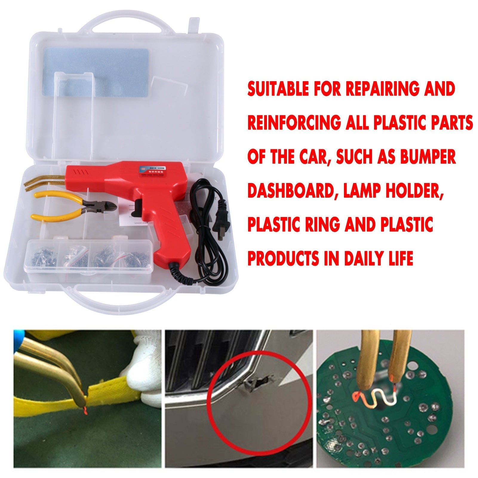 HKM-833875 Car Bumper Repair Plastic Welding Kit with 110V and 220V Options, Includes 100pcs 0.6mm Welding Wire