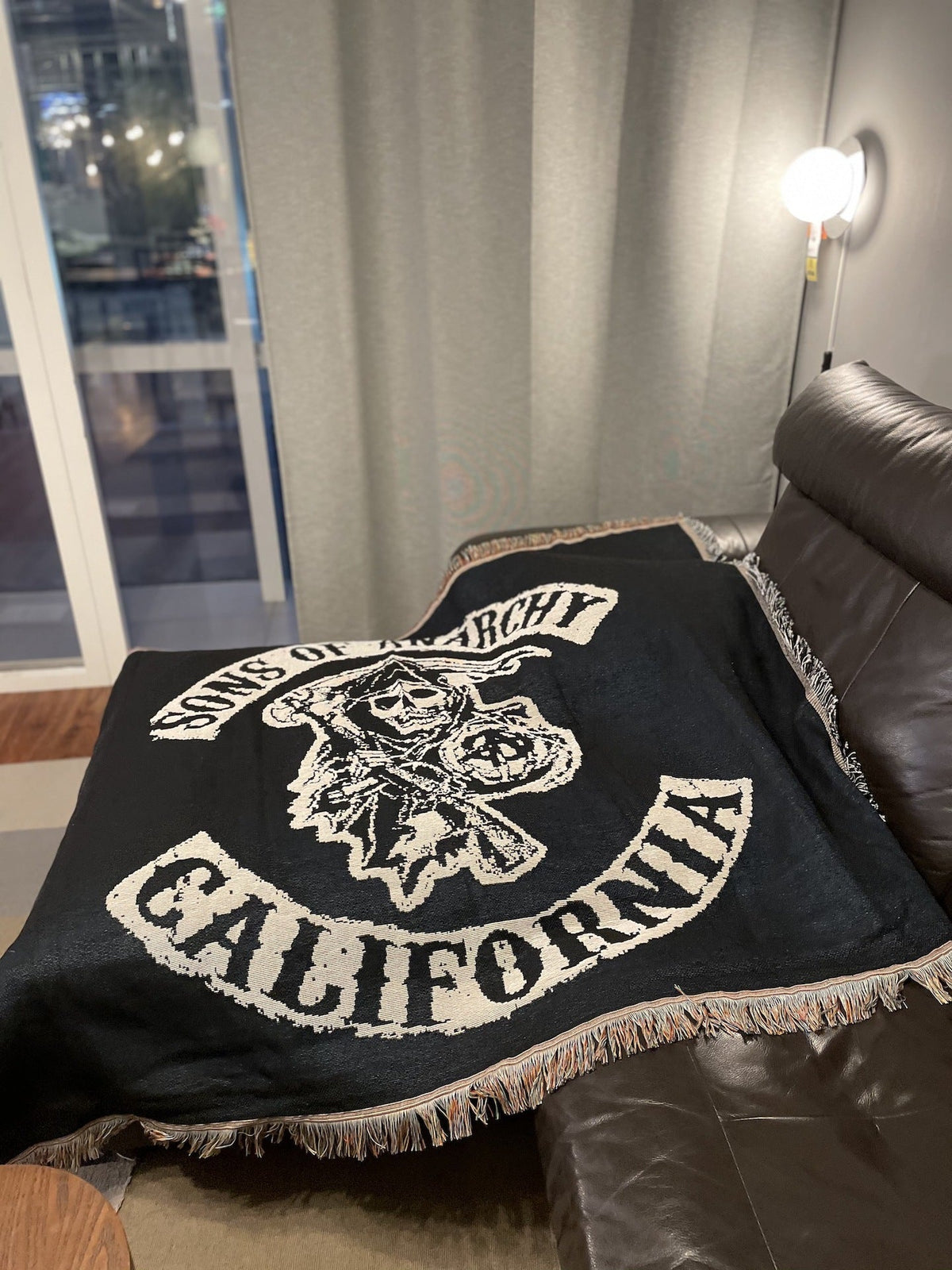 HKM-833875 Grim Reaper Cotton Sofa Blanket - National Style Towel Blanket, 130x160cm