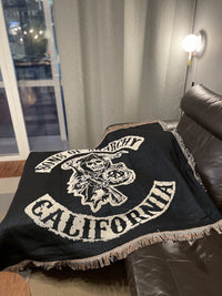 HKM-833875 Grim Reaper Cotton Sofa Blanket - National Style Towel Blanket, 130x160cm