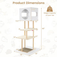 HKM-8339261 Multi-Level Indoor Cat Tree with Dual-Door Condo and Scratching Pads