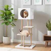 HKM-8339261 Multi-Level Indoor Cat Tree with Dual-Door Condo and Scratching Pads