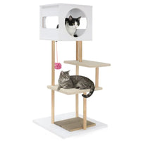 HKM-8339261 Multi-Level Indoor Cat Tree with Dual-Door Condo and Scratching Pads