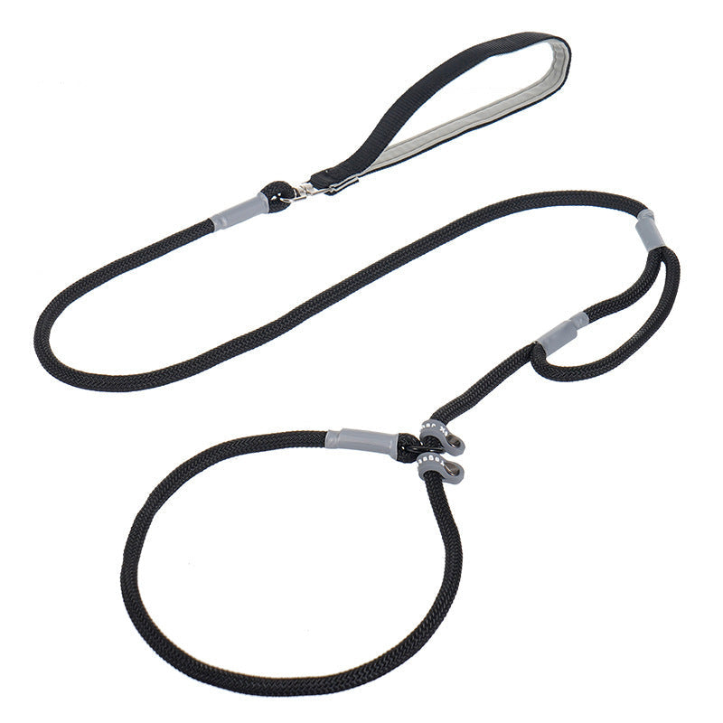 HKM-8339389 Strong Double Handle No Pull Dog Leash with Slip Chain for Small Dogs and Puppies ¨C 1.4m Nylon Rope Traction Lead