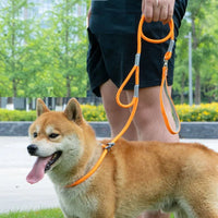 HKM-8339389 Strong Double Handle No Pull Dog Leash with Slip Chain for Small Dogs and Puppies ¨C 1.4m Nylon Rope Traction Lead