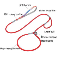 HKM-8339389 Strong Double Handle No Pull Dog Leash with Slip Chain for Small Dogs and Puppies ¨C 1.4m Nylon Rope Traction Lead