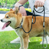 HKM-8339389 Strong Double Handle No Pull Dog Leash with Slip Chain for Small Dogs and Puppies ¨C 1.4m Nylon Rope Traction Lead
