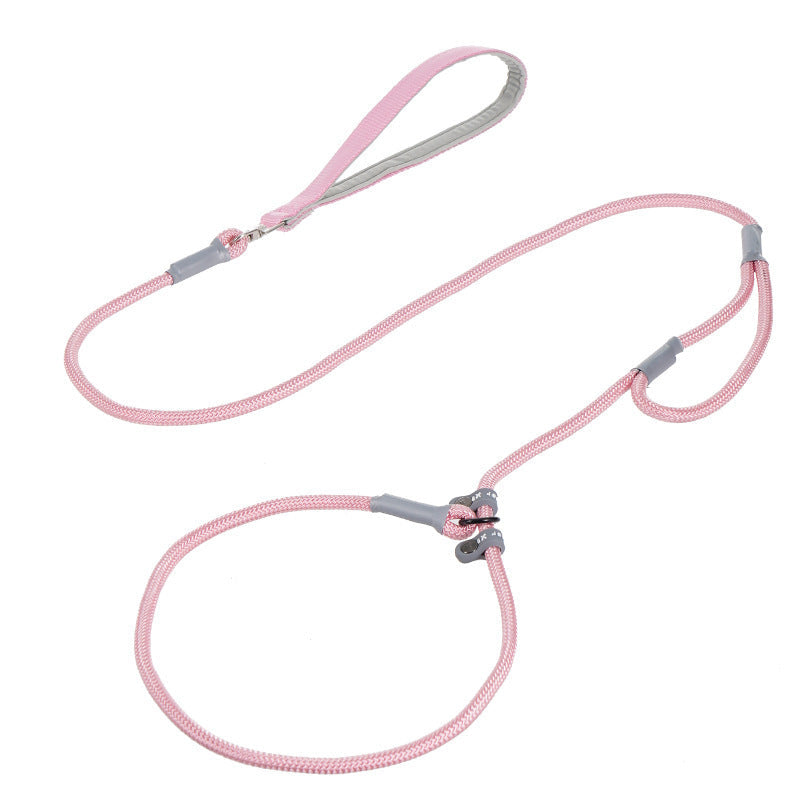 HKM-8339389 Strong Double Handle No Pull Dog Leash with Slip Chain for Small Dogs and Puppies ¨C 1.4m Nylon Rope Traction Lead