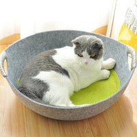 HKM-8339645 Pet Perch Cat Scratcher Bed House - Cozy Felt Shelter with Zipper Access and Bonus Pillow