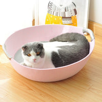 HKM-8339645 Pet Perch Cat Scratcher Bed House - Cozy Felt Shelter with Zipper Access and Bonus Pillow