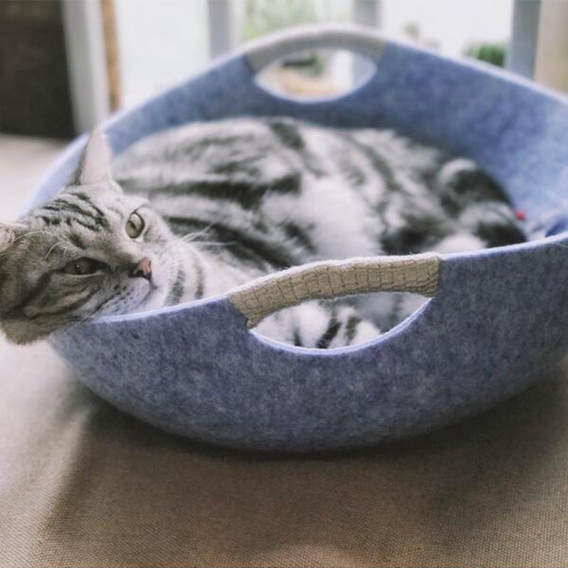 HKM-8339645 Pet Perch Cat Scratcher Bed House - Cozy Felt Shelter with Zipper Access and Bonus Pillow