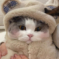 HKM-8340157 Cozy Bear Plush Cloak for Dogs and Cats - Warm Autumn/Winter Blanket