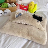 HKM-8340157 Cozy Bear Plush Cloak for Dogs and Cats - Warm Autumn/Winter Blanket
