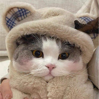 HKM-8340157 Cozy Bear Plush Cloak for Dogs and Cats - Warm Autumn/Winter Blanket