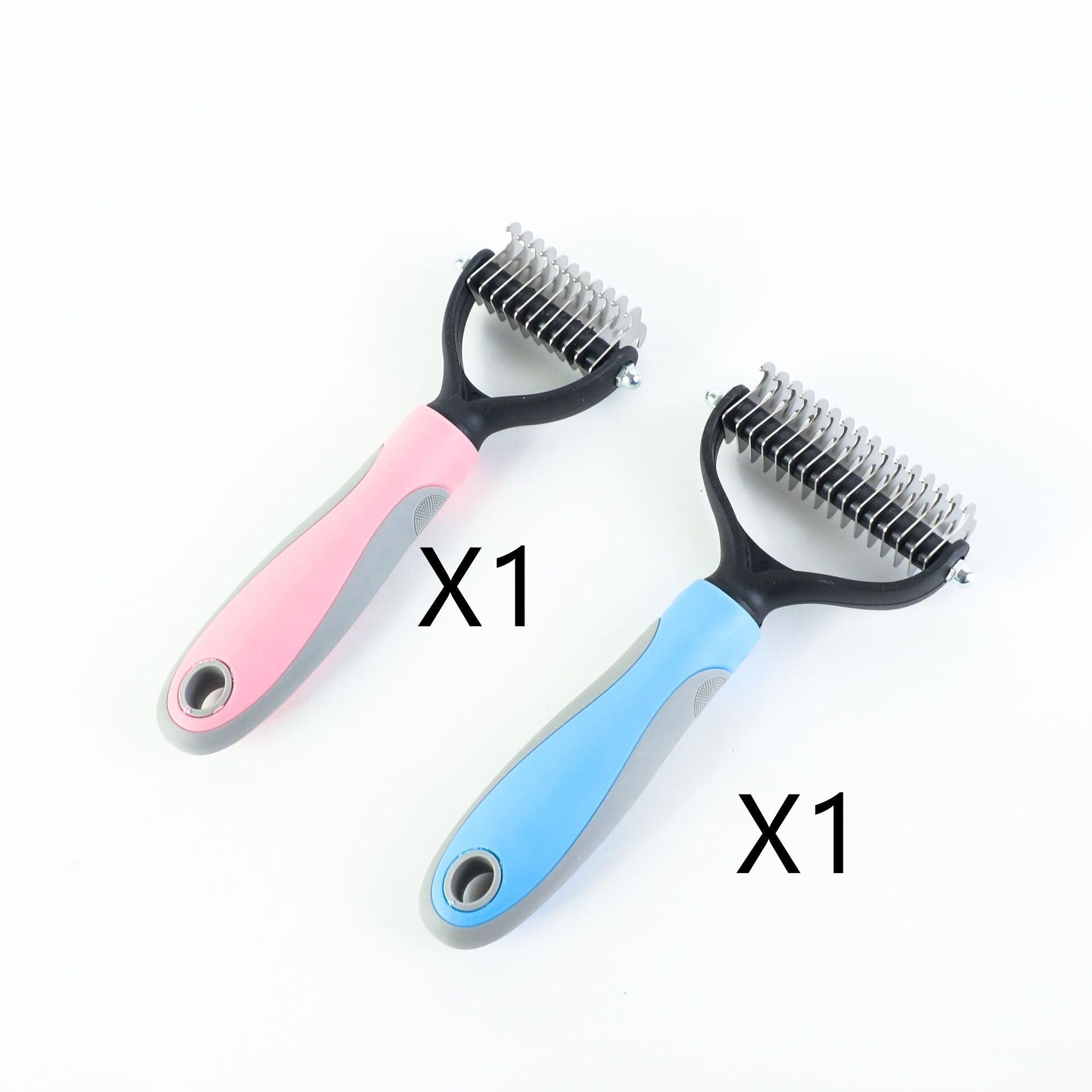 HKM-8341181 Double-Sided Stainless Steel Pet Brush for Grooming & Shedding Removal in Dogs and Cats