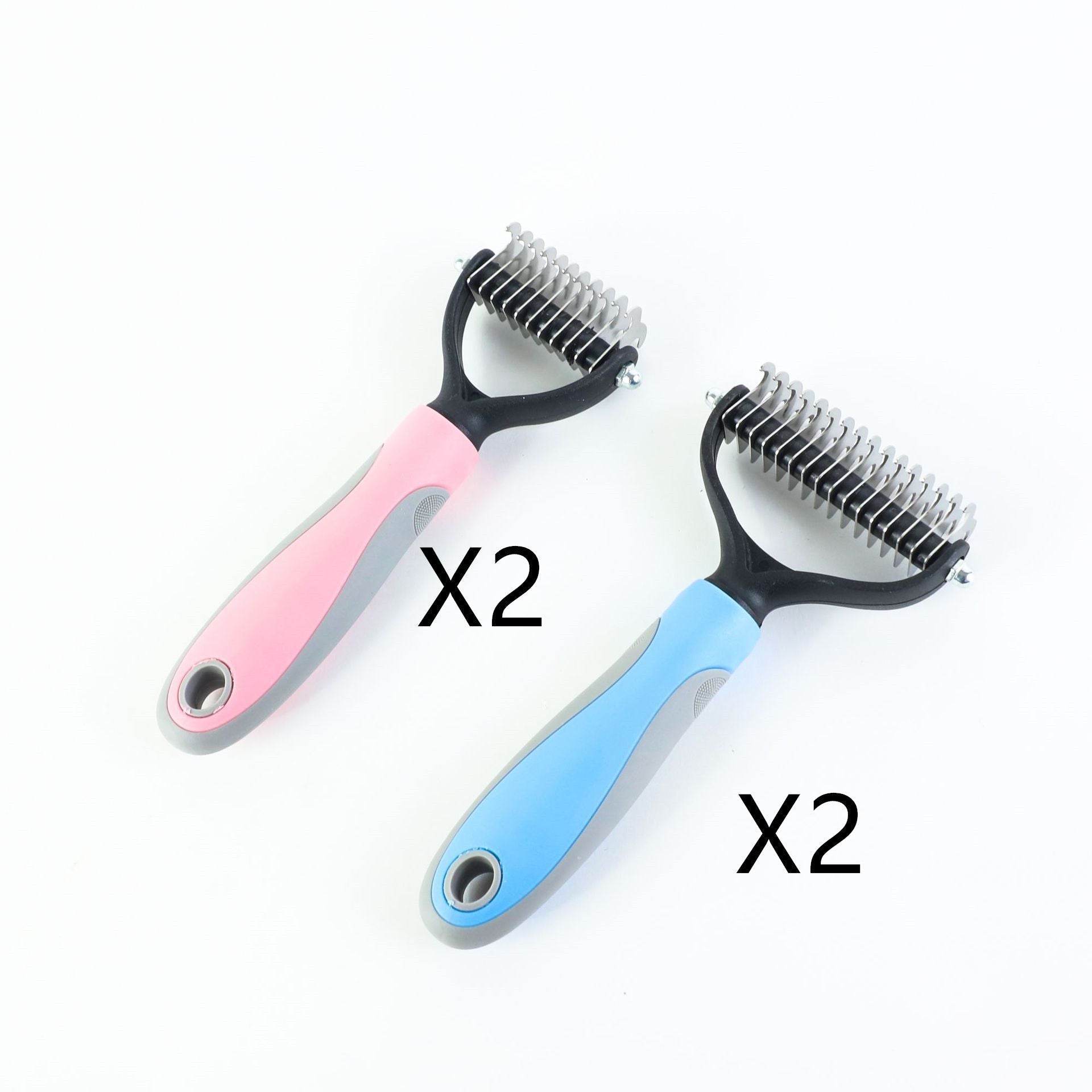 HKM-8341181 Double-Sided Stainless Steel Pet Brush for Grooming & Shedding Removal in Dogs and Cats
