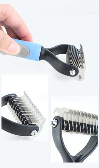 HKM-8341181 Double-Sided Stainless Steel Pet Brush for Grooming & Shedding Removal in Dogs and Cats