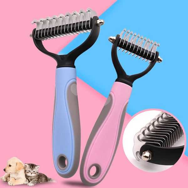 HKM-8341181 Double-Sided Stainless Steel Pet Brush for Grooming & Shedding Removal in Dogs and Cats