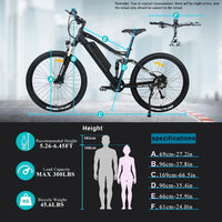HKM-834131 21-Speed Electric Mountain Bike with 48V Battery and Aluminum Alloy Frame, 27.5-Inch Wheels