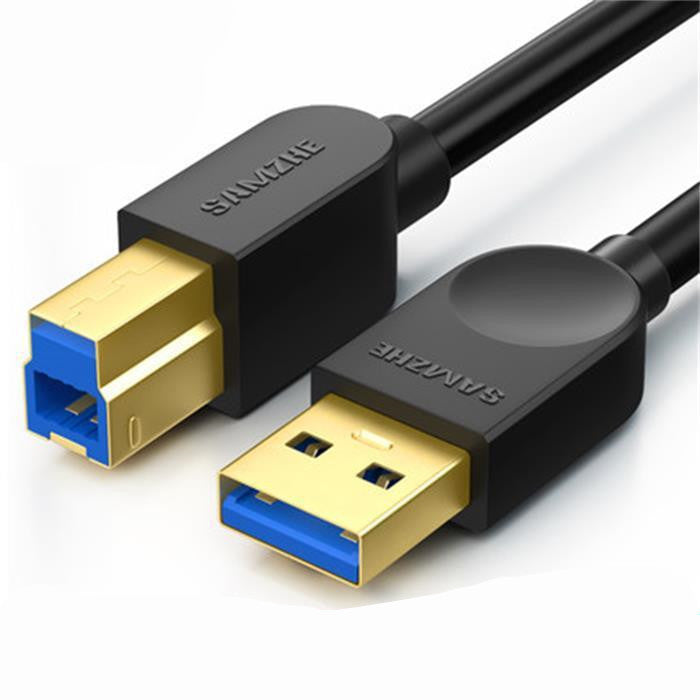 HKM-834195 USB 3.0 Printer Data Cable - Oxygen-free Copper with Gold-plated Connectors, Available in Multiple Lengths (0.5m to 3m)