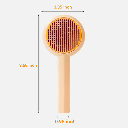 HKM-8342845 140° Angled Pet Grooming Brush with Self-Cleaning Button - Suitable for Cats and Dogs, Ideal for Shedding and Massaging