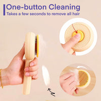 HKM-8342845 140° Angled Pet Grooming Brush with Self-Cleaning Button - Suitable for Cats and Dogs, Ideal for Shedding and Massaging