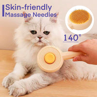 HKM-8342845 140° Angled Pet Grooming Brush with Self-Cleaning Button - Suitable for Cats and Dogs, Ideal for Shedding and Massaging