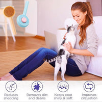 HKM-8342845 140° Angled Pet Grooming Brush with Self-Cleaning Button - Suitable for Cats and Dogs, Ideal for Shedding and Massaging