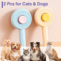 HKM-8342845 140° Angled Pet Grooming Brush with Self-Cleaning Button - Suitable for Cats and Dogs, Ideal for Shedding and Massaging