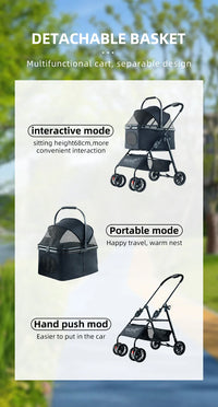 HKM-834323 Foldable Travel Pet Stroller for Dogs and Cats - Lightweight and Compact Design