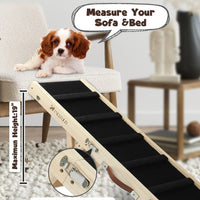 HKM-8343741 Wooden Adjustable Dog Ladder - Foldable, Non-slip Pet Ramp