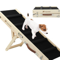 HKM-8343741 Wooden Adjustable Dog Ladder - Foldable, Non-slip Pet Ramp