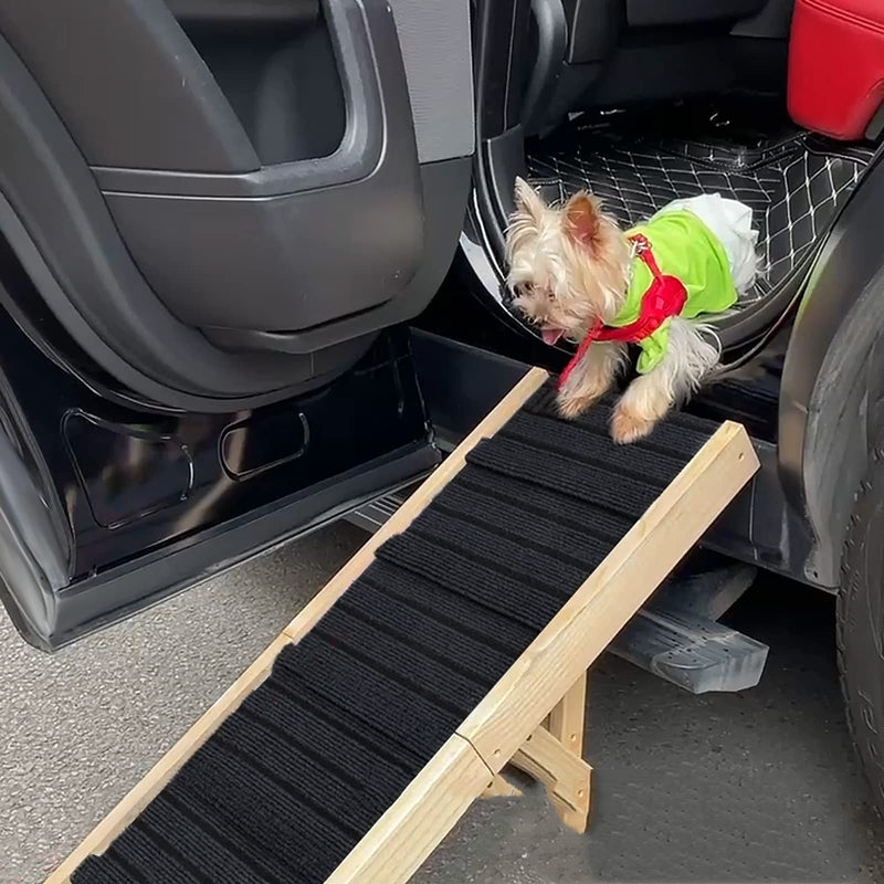 HKM-8343741 Wooden Adjustable Dog Ladder - Foldable, Non-slip Pet Ramp