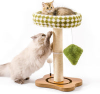HKM-8343997 2-in-1 Cat Tower with Sisal Scratcher and Interactive Ball Track, Cozy Bed in Green
