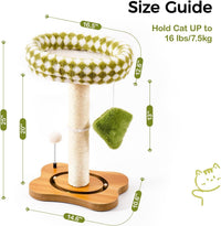 HKM-8343997 2-in-1 Cat Tower with Sisal Scratcher and Interactive Ball Track, Cozy Bed in Green