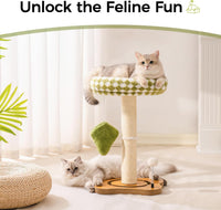 HKM-8343997 2-in-1 Cat Tower with Sisal Scratcher and Interactive Ball Track, Cozy Bed in Green