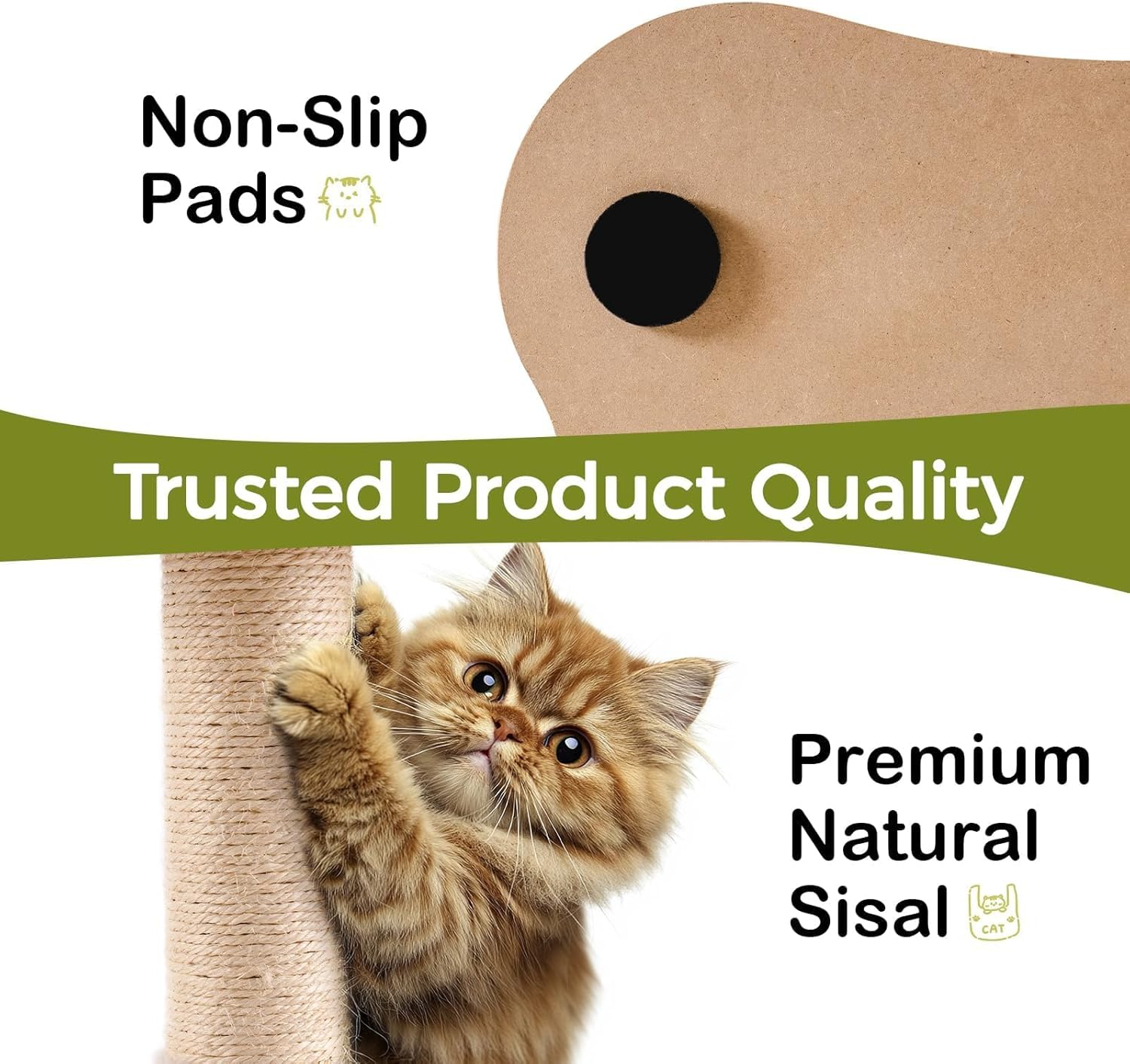 HKM-8343997 2-in-1 Cat Tower with Sisal Scratcher and Interactive Ball Track, Cozy Bed in Green