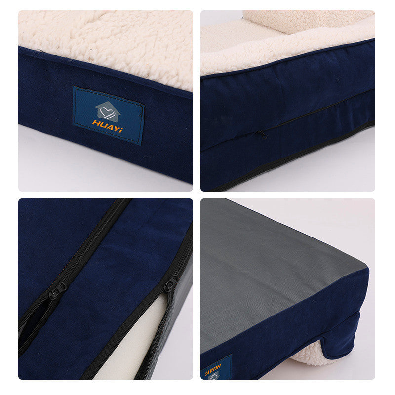 HKM-8345405 Universal Dog Sofa Bed for All Seasons - Navy Blue, Polyester Fiber, 50*65*18 or 71*58*18 Sizes