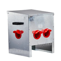 HKM-8345533 Rodent-Proof Automatic Chicken Feeder with 4 Ports - Large Capacity Galvanized Metal Poultry Feeder with Handles and Lid
