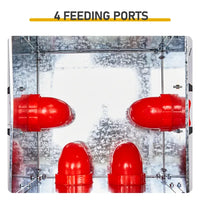 HKM-8345533 Rodent-Proof Automatic Chicken Feeder with 4 Ports - Large Capacity Galvanized Metal Poultry Feeder with Handles and Lid