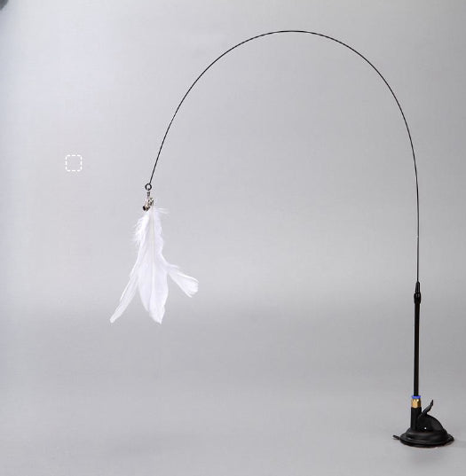 HKM-8346173 Suction Cup Cat Teaser with Steel Wire and Feather Replacement Head for Interactive Play