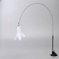 HKM-8346173 Suction Cup Cat Teaser with Steel Wire and Feather Replacement Head for Interactive Play
