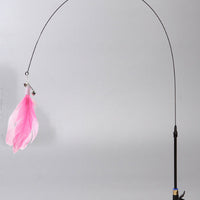 HKM-8346173 Suction Cup Cat Teaser with Steel Wire and Feather Replacement Head for Interactive Play