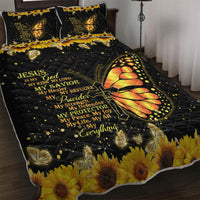 HKM-834643 3-Piece Butterfly and Sunflower Pattern Quilt Set with Pillowcases, Multiple Sizes Available
