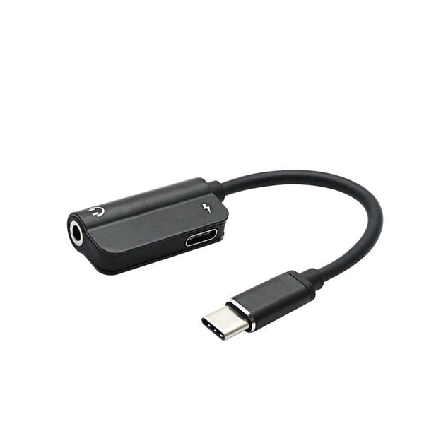 HKM-834643 Type-C 2-in-1 Audio Cable for Charging and Listening with 3.5mm Interface – 15cm Length