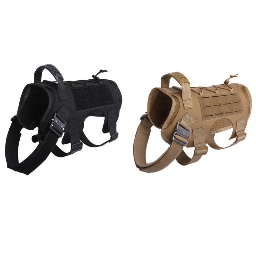 HKM-835027 Tactical Dog Vest with Waterproof 1000D Nylon, Adjustable Fit and MOLLE System, Breathable Mesh for Outdoor Use