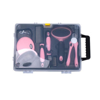 HKM-8350909 Complete Pet Grooming Kit with Nail Clippers, Traction Rope, and Combs in Blue and Pink