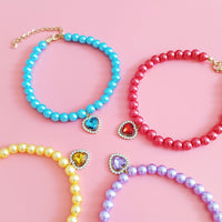 HKM-8353085 Colorful Pearl Heart Pet Necklace for Cats - Adjustable Sizes Available
